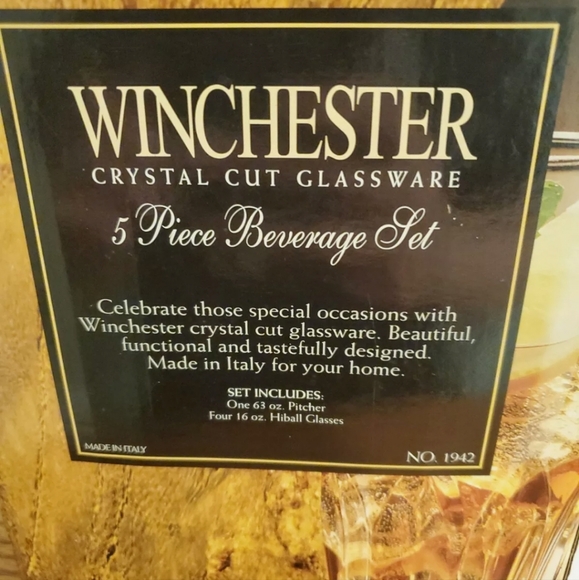 WINCHESTER CRYSTAL CUT GLASSWARE 5 PIECE Beverage SET NICE -FREE SHIPPING - Picture 3 of 3